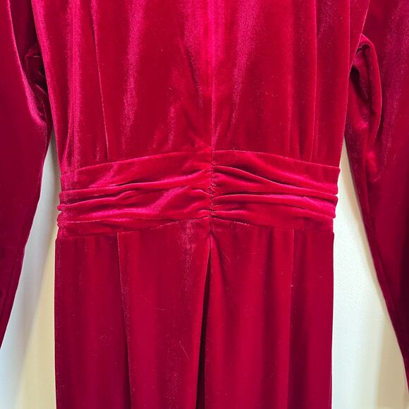 Antonio Melanie Miranda Velvet Womens Jumpsuit Size 6 Red Wide Leg Holiday Party - Picture 7 of 11